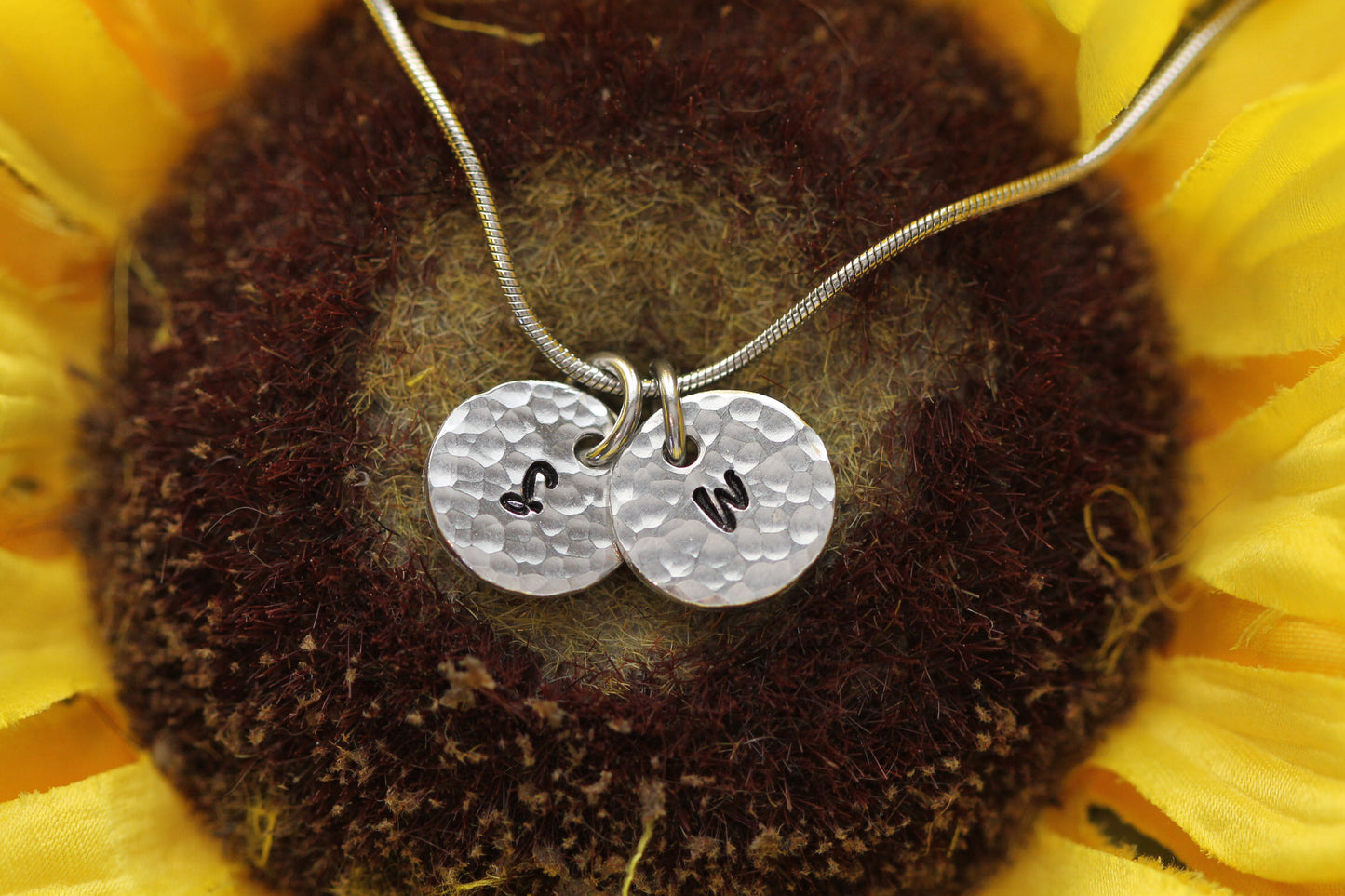 Silver Hammered Mini Initial Necklace, Hand Stamped Initial Jewelry, Teen Gift, Everyday Jewelry, Personalized Disc Necklace, Textured Jewelry, Custom Disc Necklace, Birthstone Necklace, Grandma Necklace, Handmade Initial Necklace