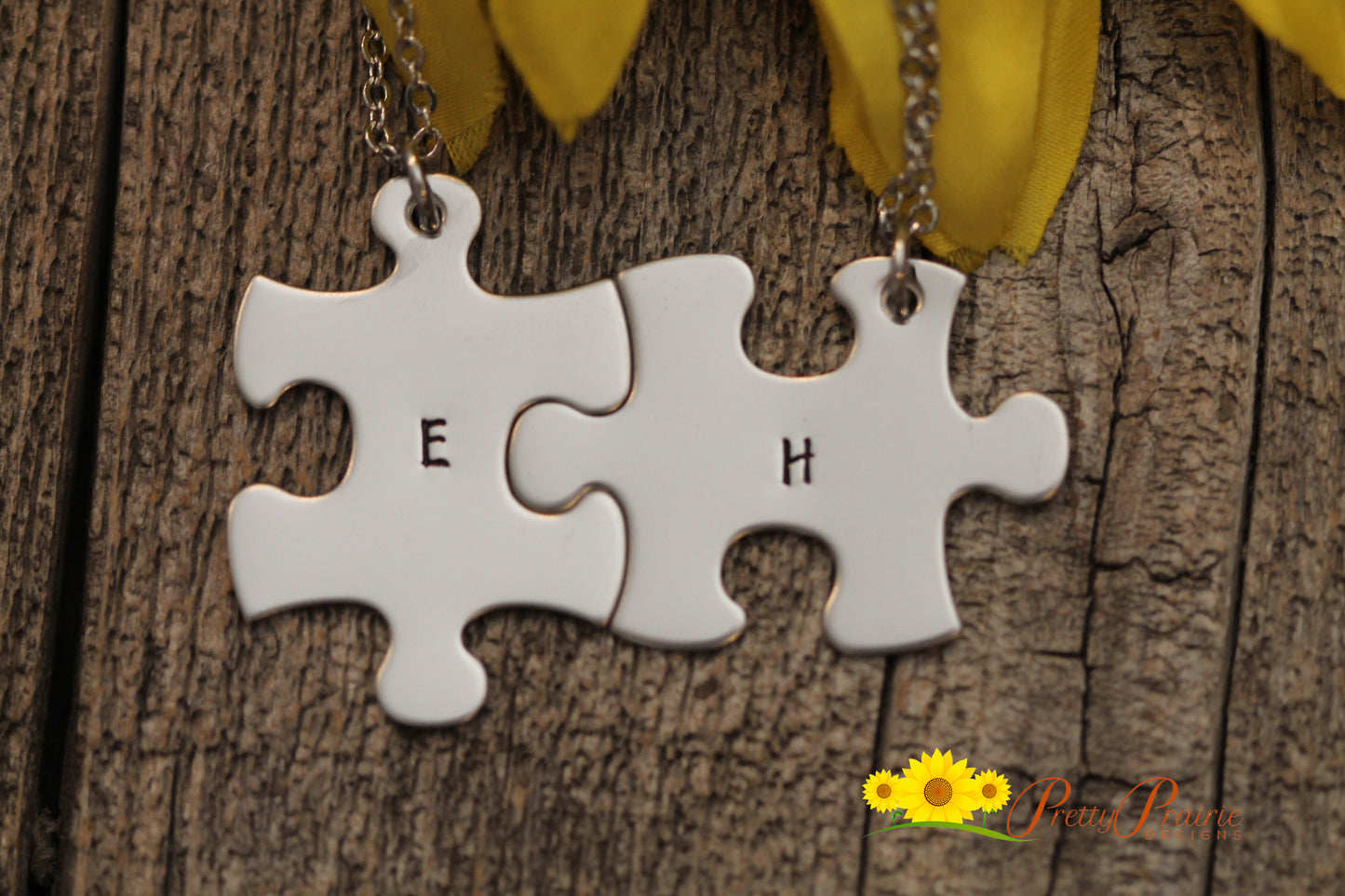 Stainless Initial Puzzle Piece Necklace, Personalized Puzzle Pieces, Hand Stamped Initial Puzzle Pieces, Couples Gift, Family Member Jewelry, Best Friend Necklaces, Autism Awareness Necklaces, Puzzle Lover Gift