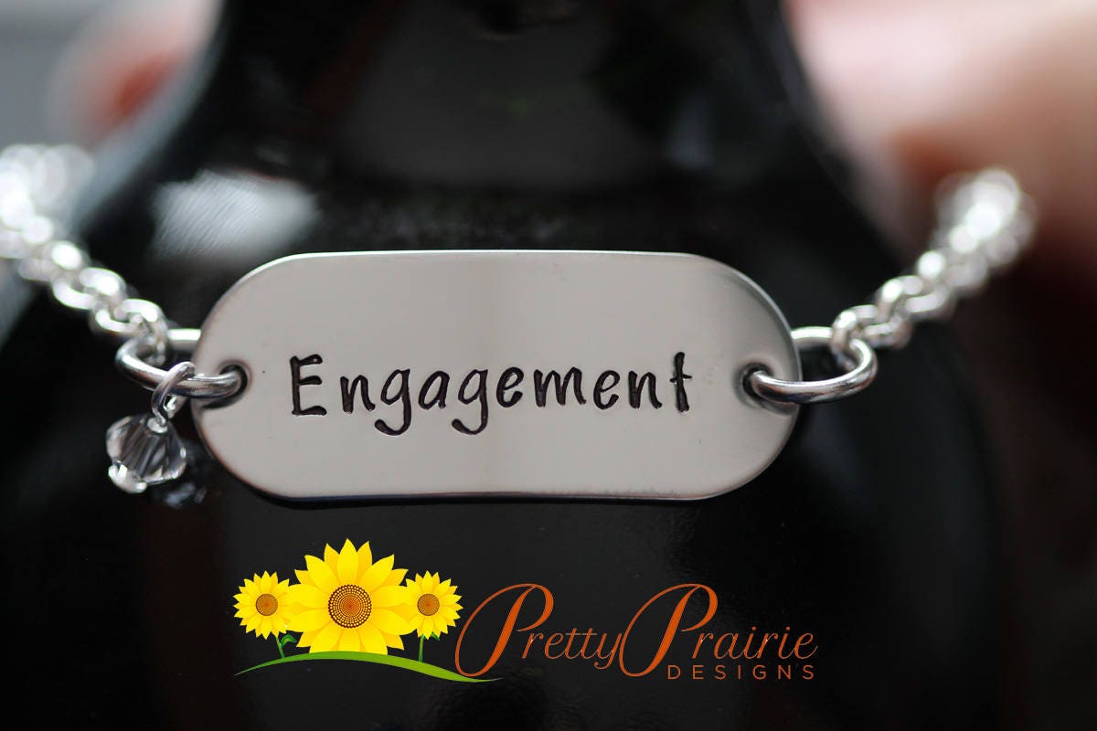 Wine Bottle Label, Wine Tag, Engagement Gift, Stainless Label, Congratulations on the Engagement, Liquor Bottle Tag, Stainless Wine Charm