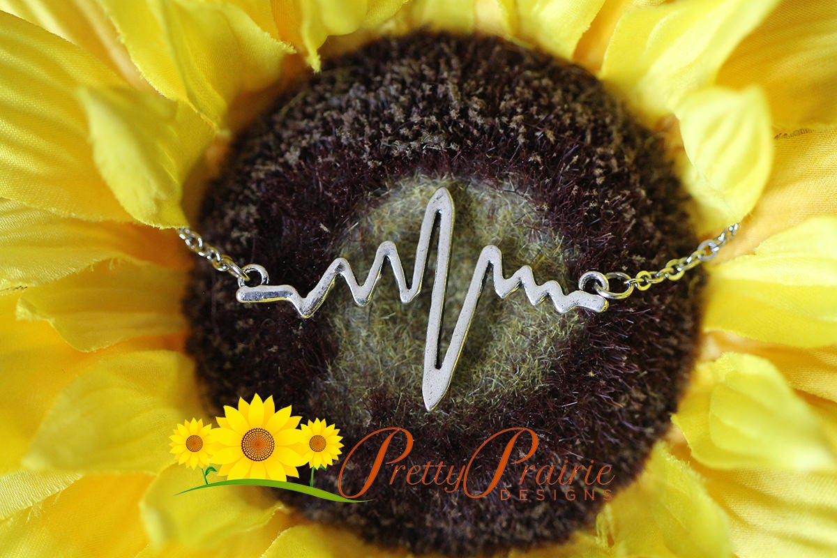 Silver Heartbeat Bracelet, My Heart Beats for You, Nurse Jewelry, Anniversary Gift, I Love You Jewelry, EKG Bracelet, Nurse Gift