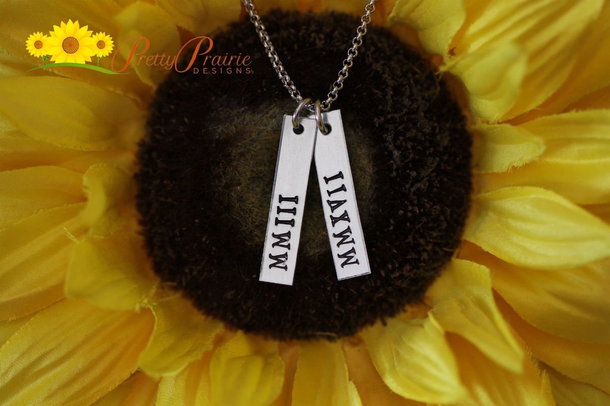 Roman Numeral Bar Necklace, Special Year Necklace, Mother's Jewelry, BFF Necklace, Retirement Gift, Roman Numeral Necklace, Anniversary Gift