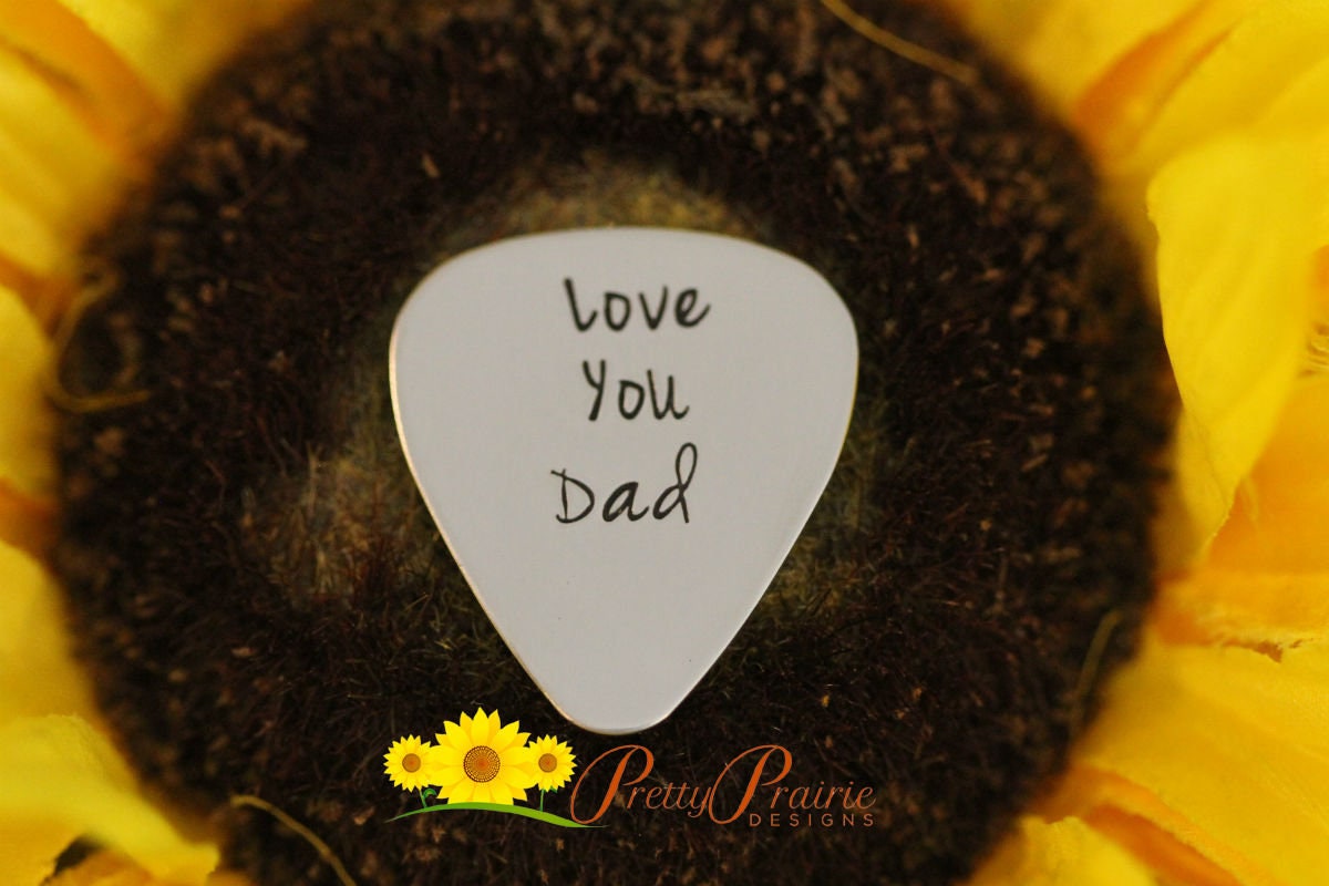Love You Dad Guitar Pick, Hand Stamped Pick, Father's Day Gift, Gift for Music Lover, Birthday Gift for Dad, Guitarist Gift, Metal Pick