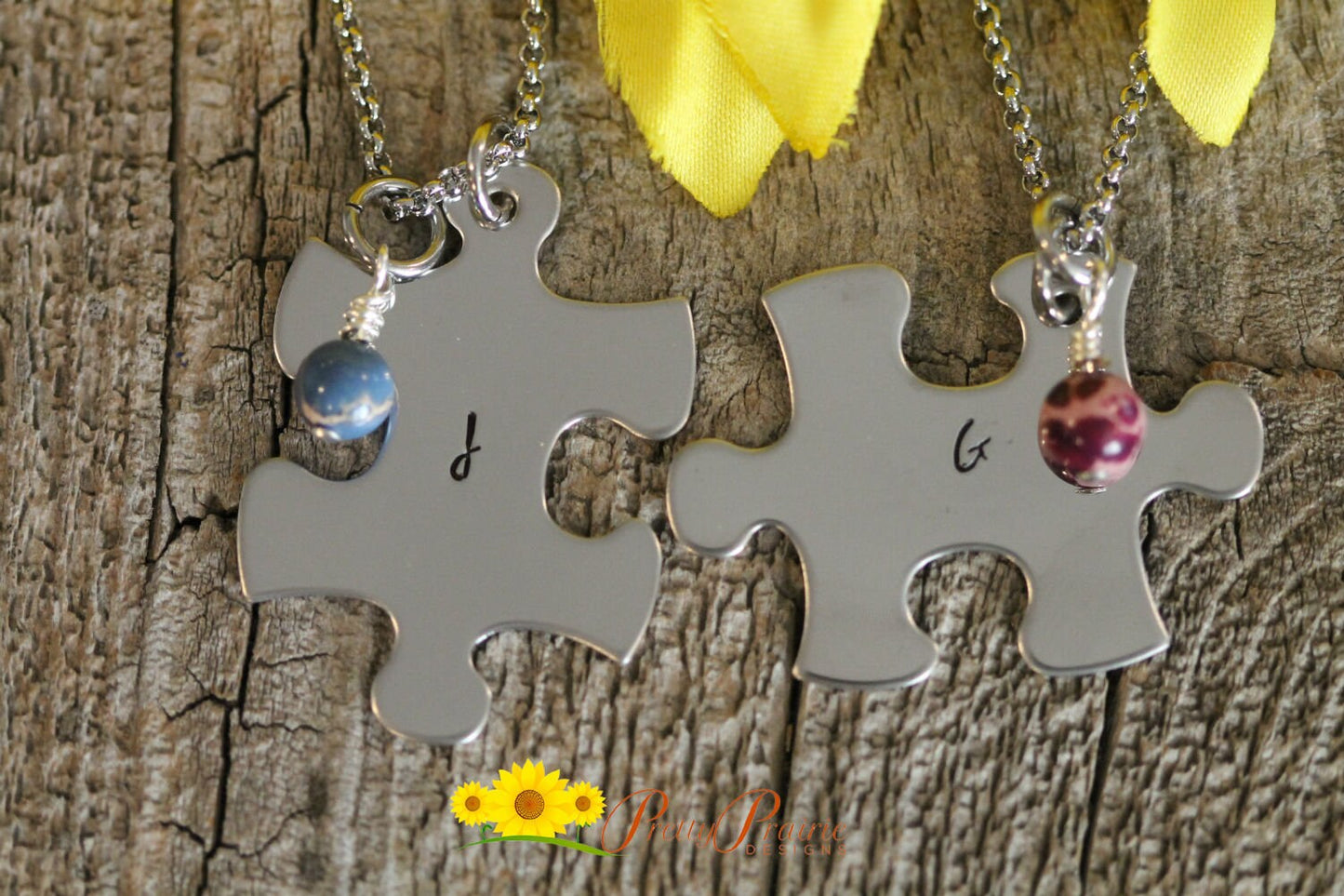 Stainless Initial Puzzle Piece Necklace, Personalized Puzzle Pieces, Hand Stamped Initial Puzzle Pieces, Couples Gift, Family Member Jewelry, Best Friend Necklaces, Autism Awareness Necklaces, Puzzle Lover Gift