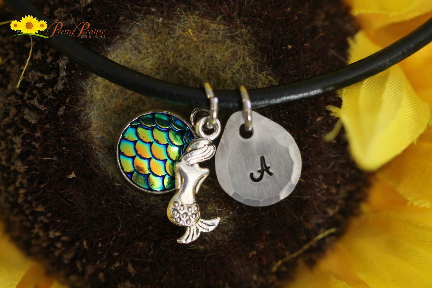 Mermaid Initial Necklace, Mermaid Charm, Ocean Lover Gift, Beach Necklace, Luck Necklace, Birthday Gift, Child's Necklace, Fantasy Jewelry, Mermaid Jewelry, Love Mermaids Gift