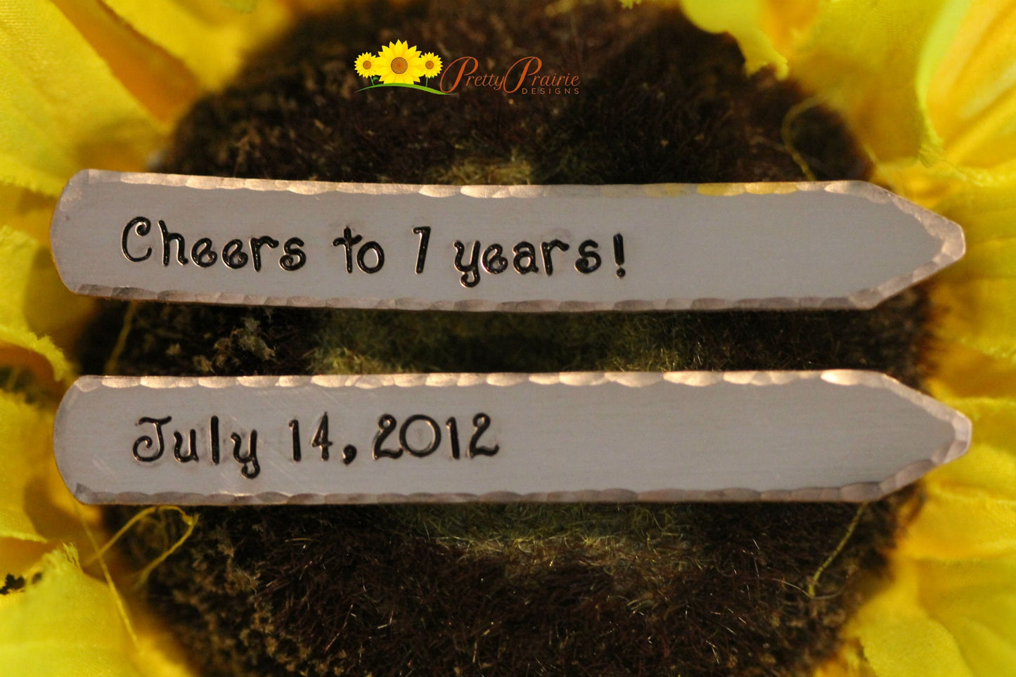Cheers to X Years Collar Stays, Anniversary Date, Collar Stiffeners, Personalized Collar Bars, Hand Stamped, Anniversary Gift for Him