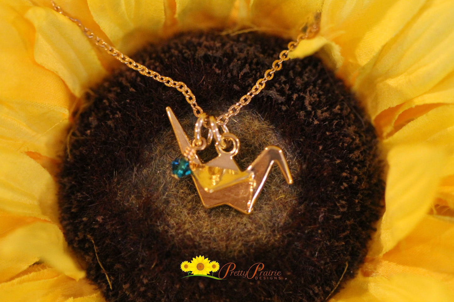 Gold Origami Paper Crane Necklace, Bird Jewelry, Good Luck Jewelry, Origami Crane Charm, Graduation Gift, BFF Necklace, Bird Lover Gift