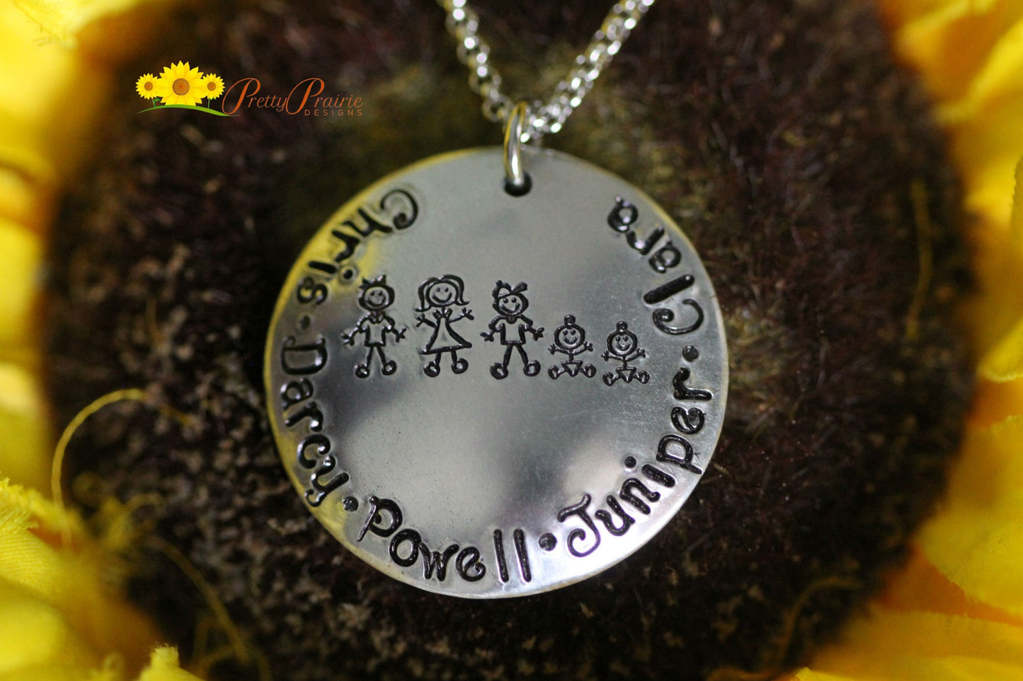 Stick Figure Family Necklace, Hand Stamped, Personalized Jewelry, Sorority Sister Gift, Mother's Day, Grandmother, Sister, Best Friend Gift