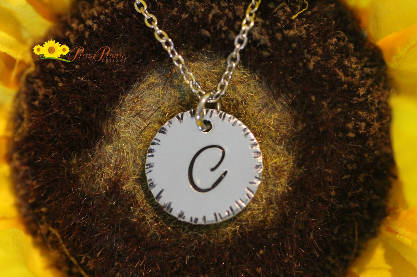 Silver Textured Initial Necklace, Hand Stamped Letter Necklace, Metal Initial Charm, Personalized Initial Jewelry, Handmade Script Initial Necklace, Single Letter Pendant, Gift for Teen, Everyday Jewelry, Girlfriend Gift