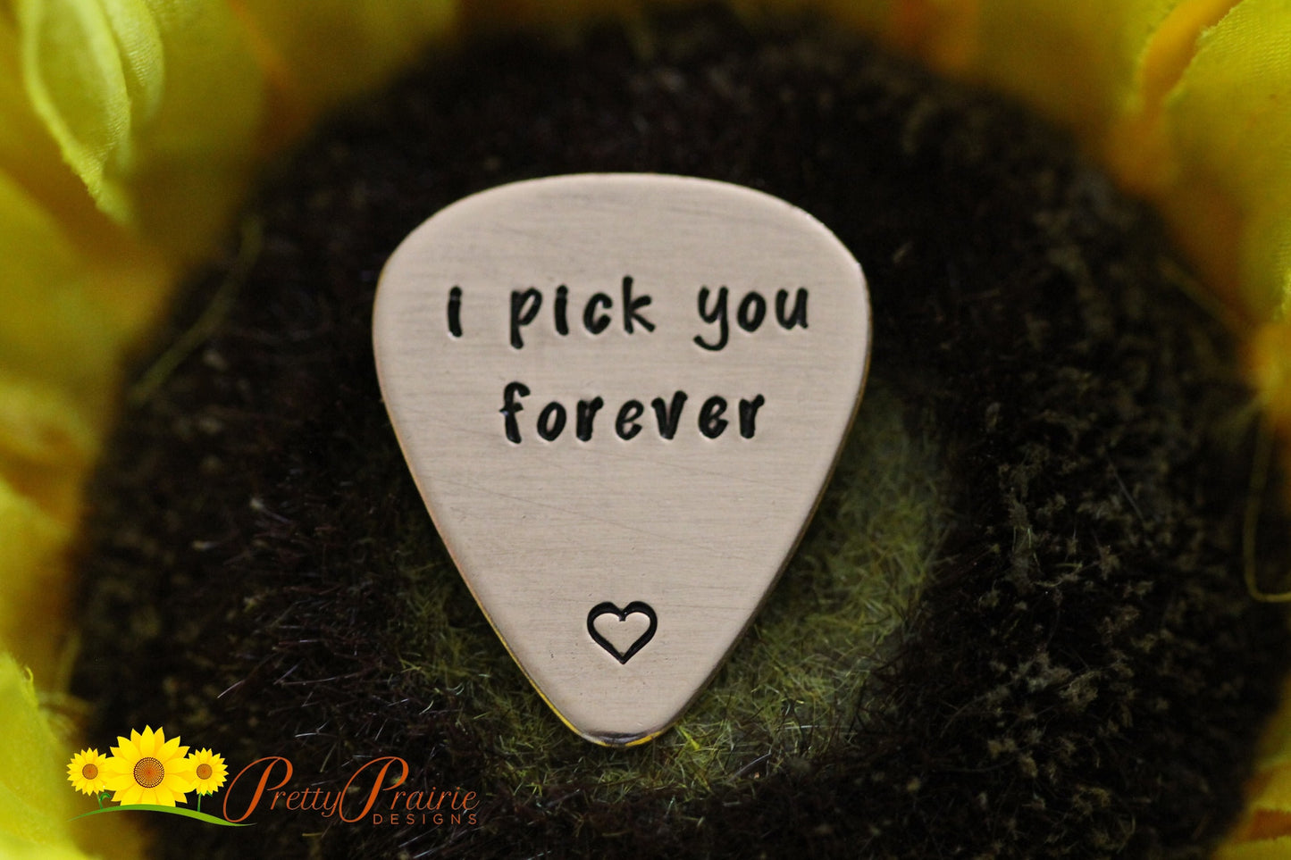 I Pick You Forever Guitar Pick, Gift for Musician, Wedding Gift, Guitar Lover Gift, Anniversary, Engagement Present, Hand Stamped, Initials