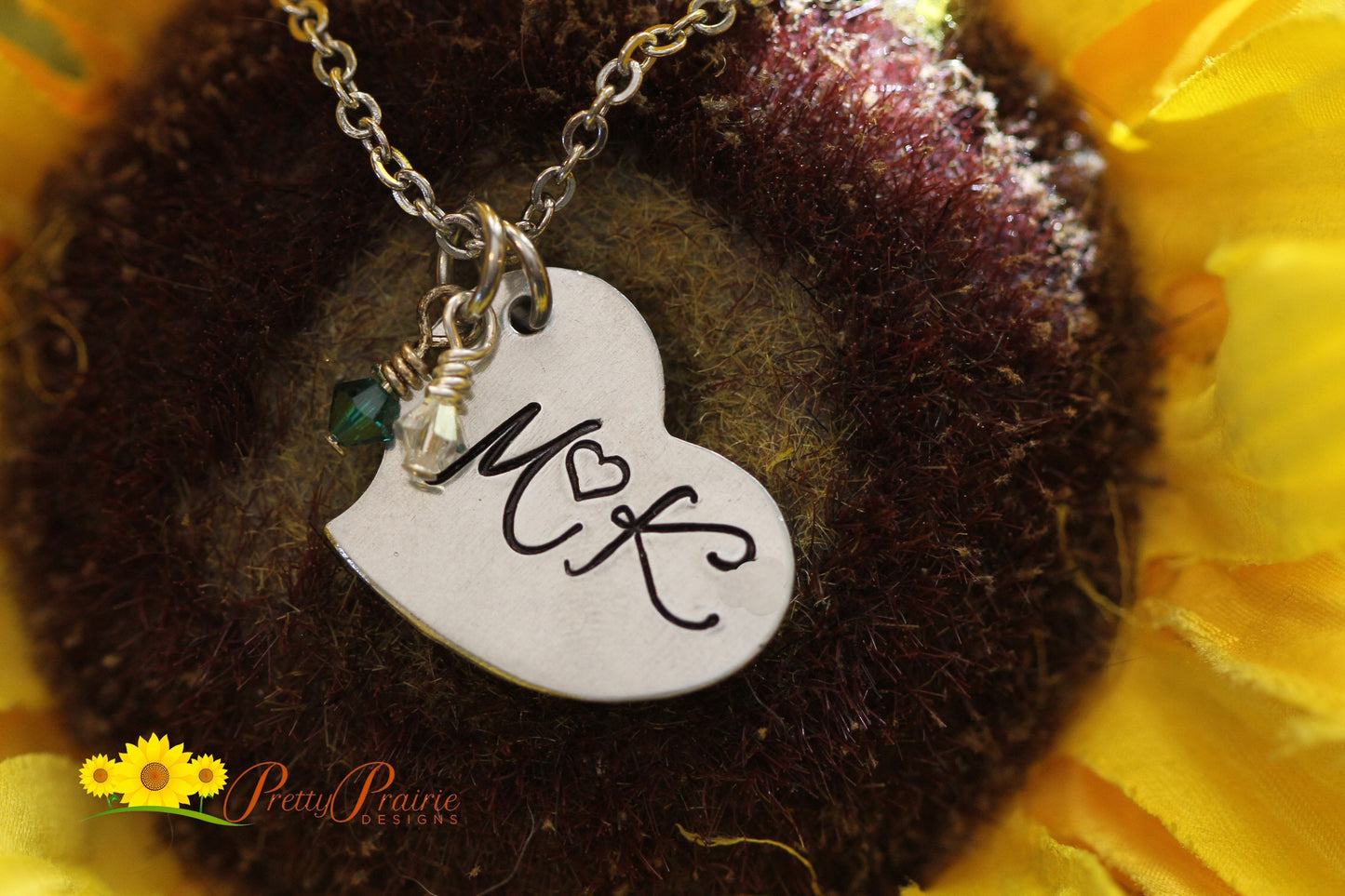 Large Initial Heart Necklace, Hand Stamped Heart Jewelry, Promise Necklace for Girlfriend, Birthday, Wedding or Engagement Gift, I Love You Necklace, Handmade Valentine Jewelry, Personalized Silver Heart Necklace