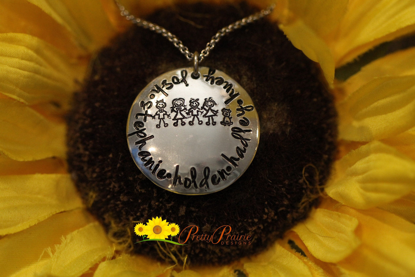 Stick Figure Family Necklace, Hand Stamped, Personalized Jewelry, Sorority Sister Gift, Mother's Day, Grandmother, Sister, Best Friend Gift