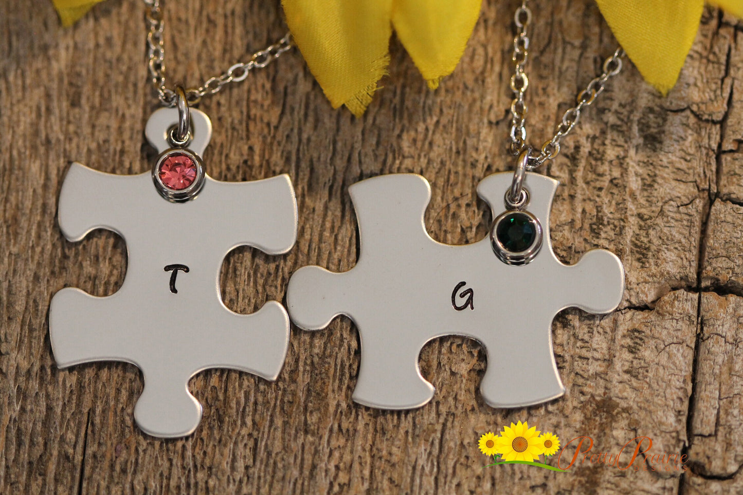 Stainless Initial Puzzle Piece Necklace, Personalized Puzzle Pieces, Hand Stamped Initial Puzzle Pieces, Couples Gift, Family Member Jewelry, Best Friend Necklaces, Autism Awareness Necklaces, Puzzle Lover Gift