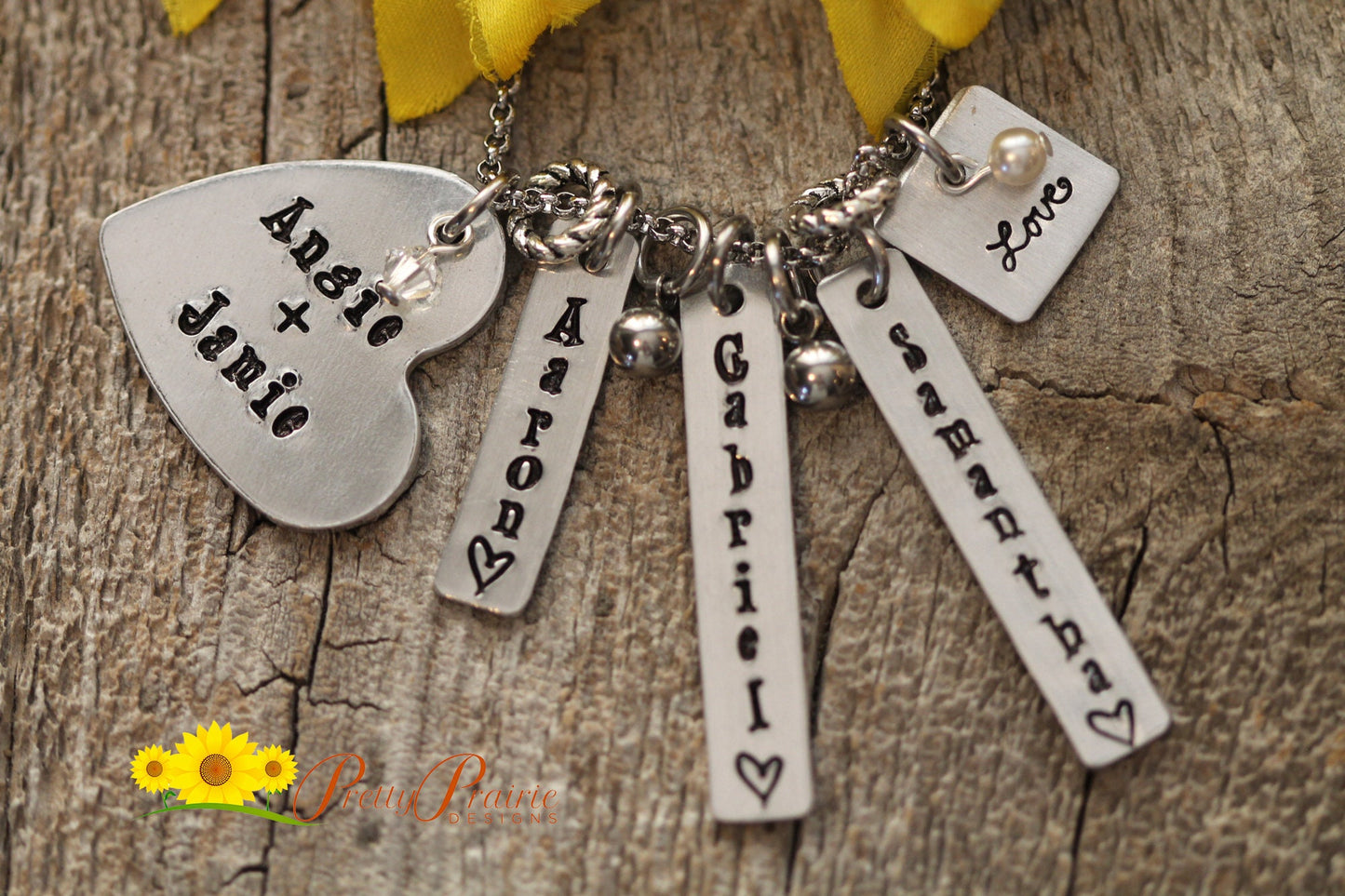 Love My Family Charm Necklace, Jewelry for Mom, Personalized Bars, Hand Stamped, Mother's Day, New Mom, New Baby, Baby Shower, Anniversary