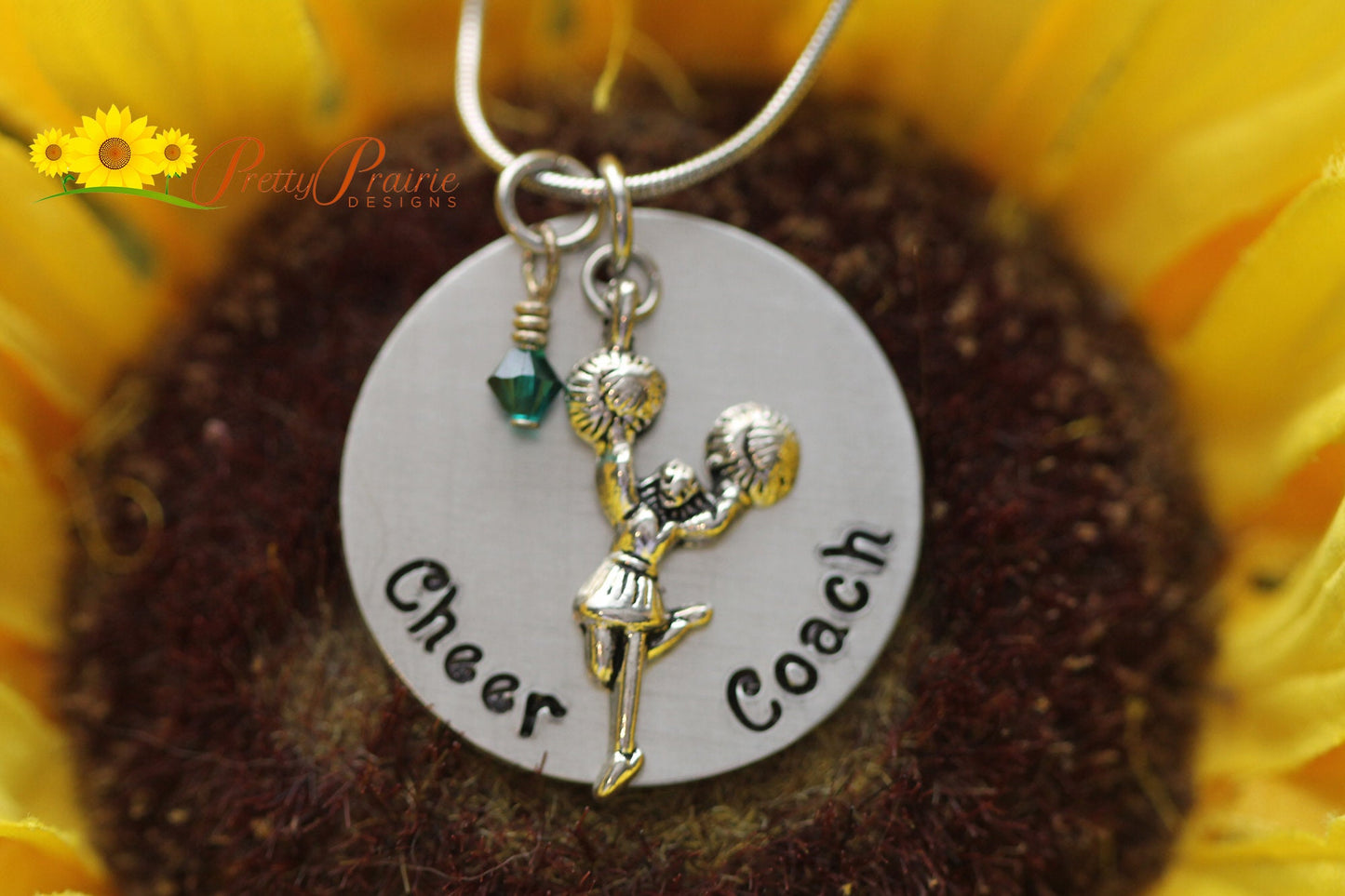 Cheer Coach Necklace, Gift from Cheer Squad, Cheer Coach Keychain, Hand Stamped, Cheer Gift, End of Cheer Season Gift, Cheerleader Jewelry