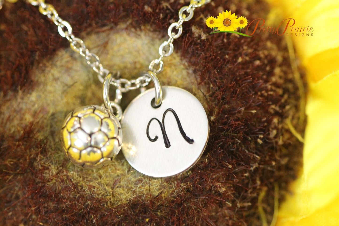 Soccer Ball Initial Necklace, Soccer Team Present, Soccer Player Jewelry, Girls Soccer, Team Mom Present, Soccer Coach Gift, Soccer Bag Tag