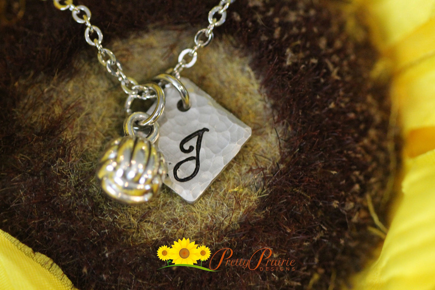 Volleyball or Water Polo Initial Necklace, Volleyball Player Gift, Water Polo Player, Volleyball Mom, Coach Gift, Sport Jewelry, Bag Tag