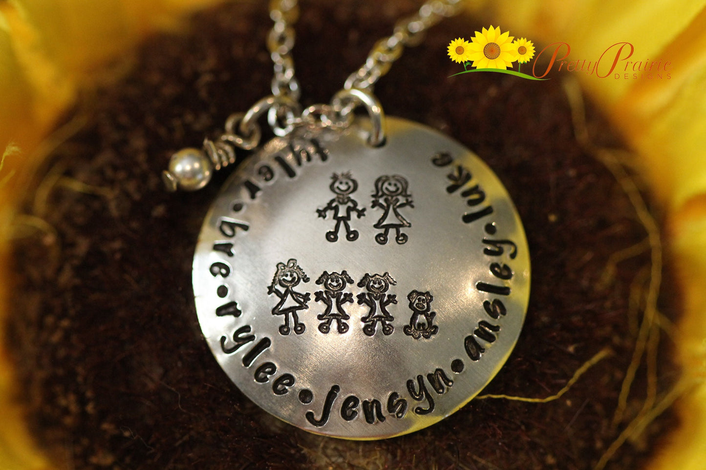 Stick Figure Family Necklace, Hand Stamped, Personalized Jewelry, Sorority Sister Gift, Mother's Day, Grandmother, Sister, Best Friend Gift