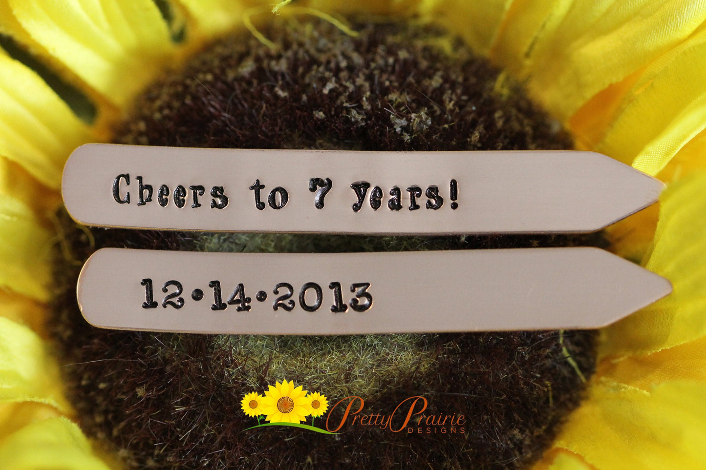 Cheers to X Years Collar Stays, Anniversary Date, Collar Stiffeners, Personalized Collar Bars, Hand Stamped, Anniversary Gift for Him