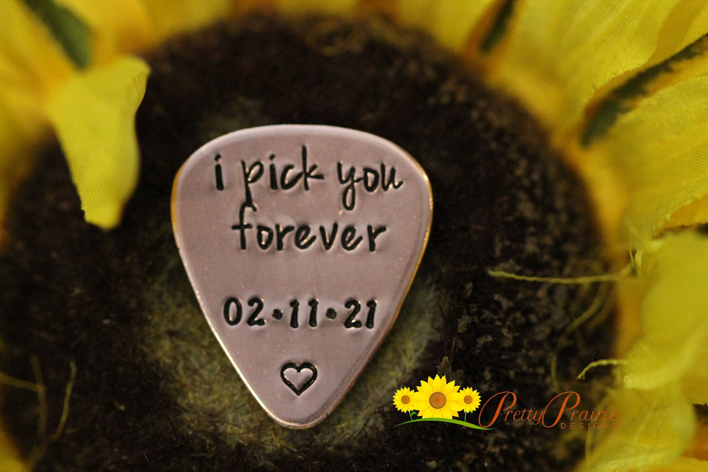 I Pick You Forever Guitar Pick, Gift for Musician, Wedding Gift, Guitar Lover Gift, Anniversary, Engagement Present, Hand Stamped, Initials