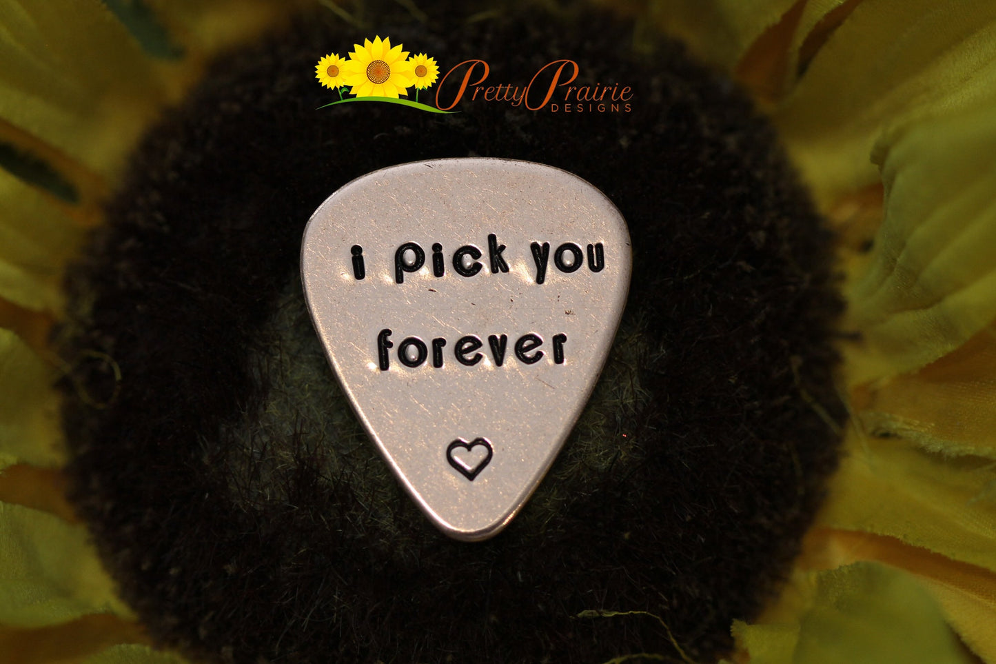 I Pick You Forever Guitar Pick, Gift for Musician, Wedding Gift, Guitar Lover Gift, Anniversary, Engagement Present, Hand Stamped, Initials