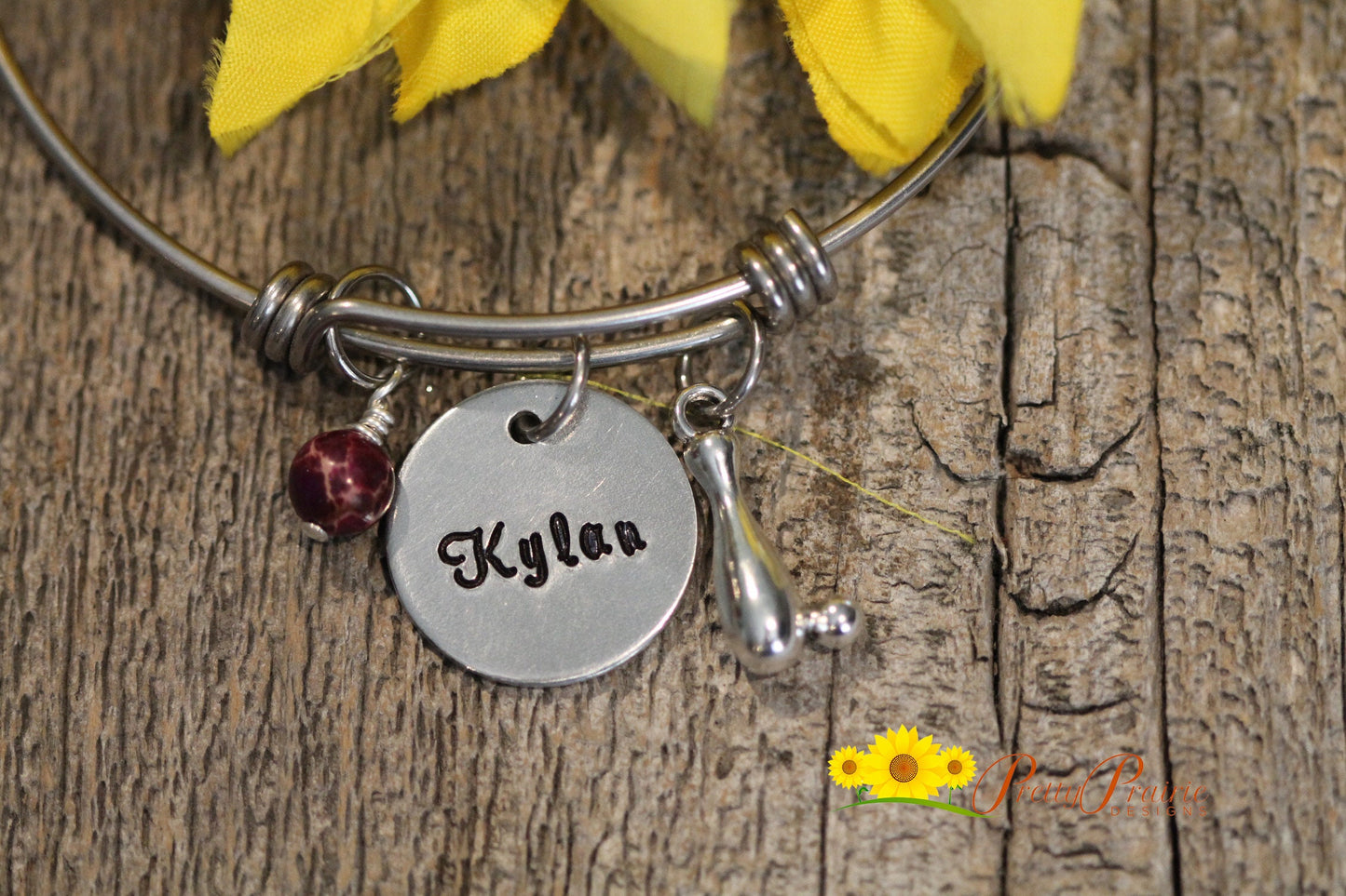 Personalized Bowling Bangle, Gift for Bowler, Bowling Gift, Bowling Bracelet, Bowling Jewelry, Love to Bowl, Bowling Team Gift, Best Bowler
