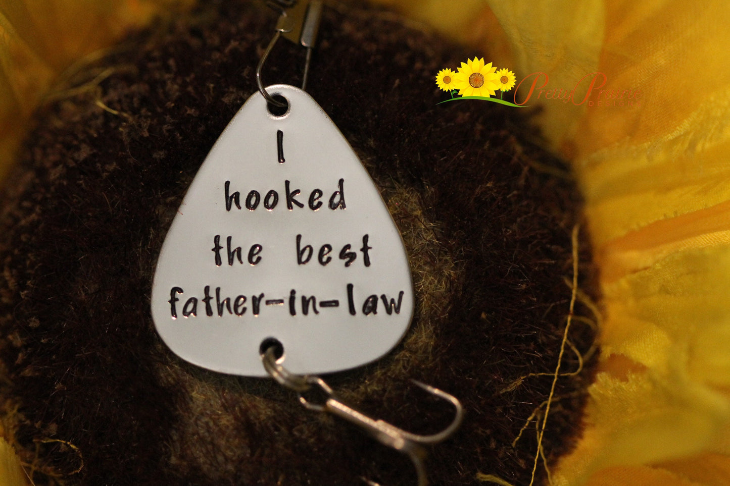 I Hooked the Best Dad Fishing Lure, Father-in-Law, Grandfather, Husband, Hand Stamped Fish Hook, Wedding Gift, Personalized Metal Lure