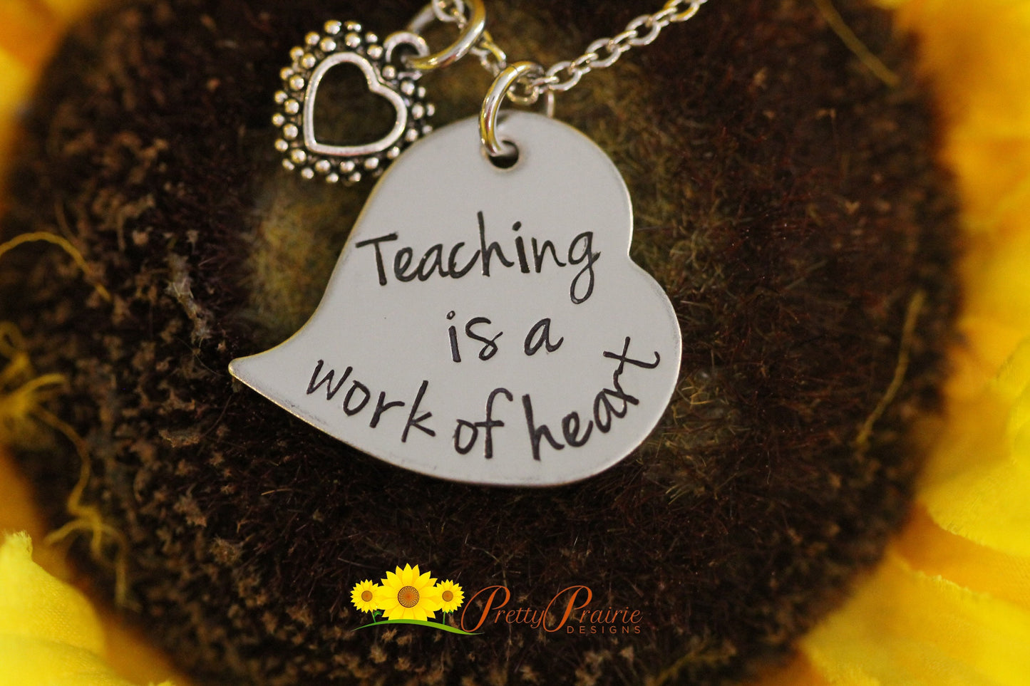 Teaching is a Work of Heart Necklace, Personalized Teacher Gift, Teacher Appreciation, Hand Stamped Jewelry, End of Year, Teacher Jewelry