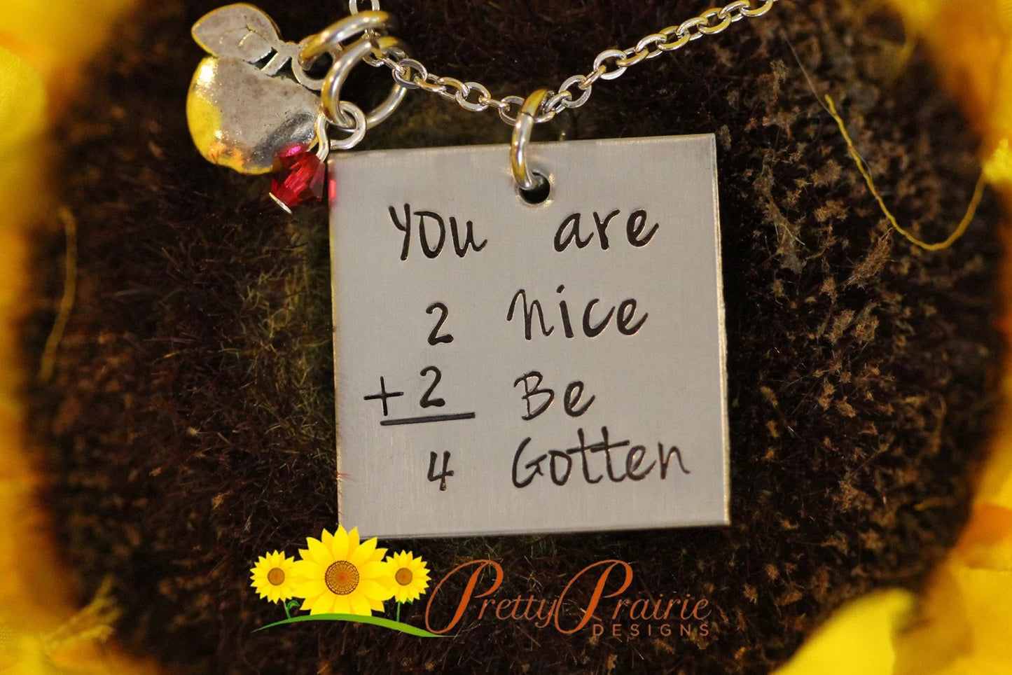 Too Nice to Be Forgotten Teacher Necklace, Hand Stamped, Student Teacher, Teacher Appreciation, End of Year, Retiring Teacher, Personalized