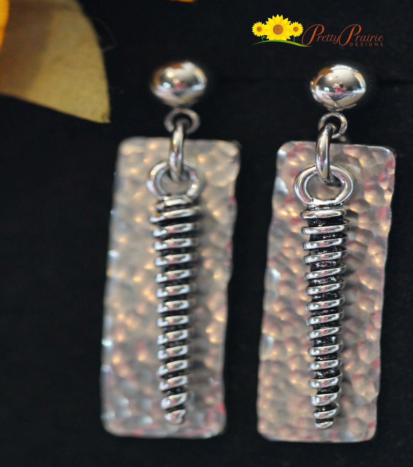 Hammered Bar Earrings, Dangle Earrings, Drop Earrings, Hand Stamped, Mixed Metal Jewelry, Gift for Woman, Twist, Boho Earrings, Lever Back