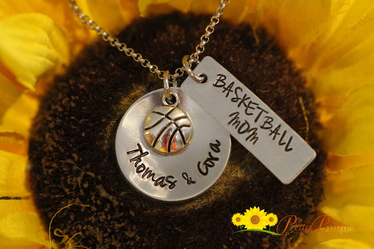 Basketball Mom Name Necklace, Hand Stamped, Player's Names, Personalized Basketball, Basketball Keychain, Basketball Jewelry, Team Mom Gift