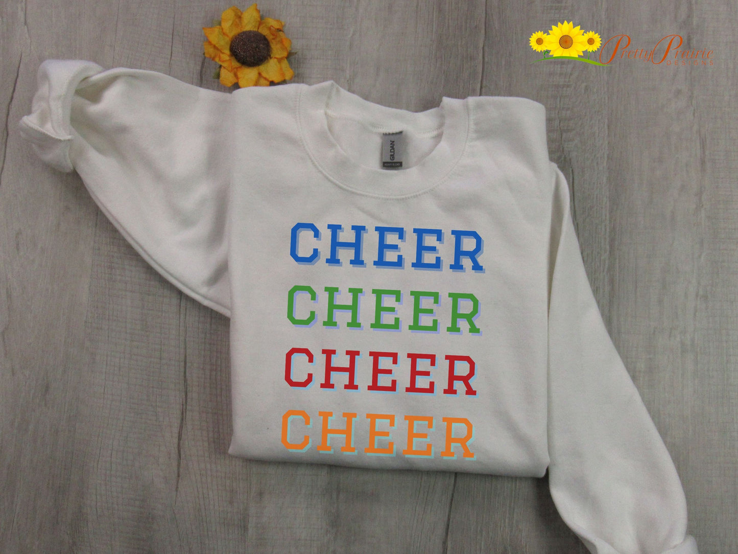 Cheer Sweatshirt, Unixex Cheer Crewneck, Rainbow Cheer Sweatshirt, Cheer Shirt, Cheer Mom, Cheer Gift, Cheer Dad Shirt, Cheerleading Shirt