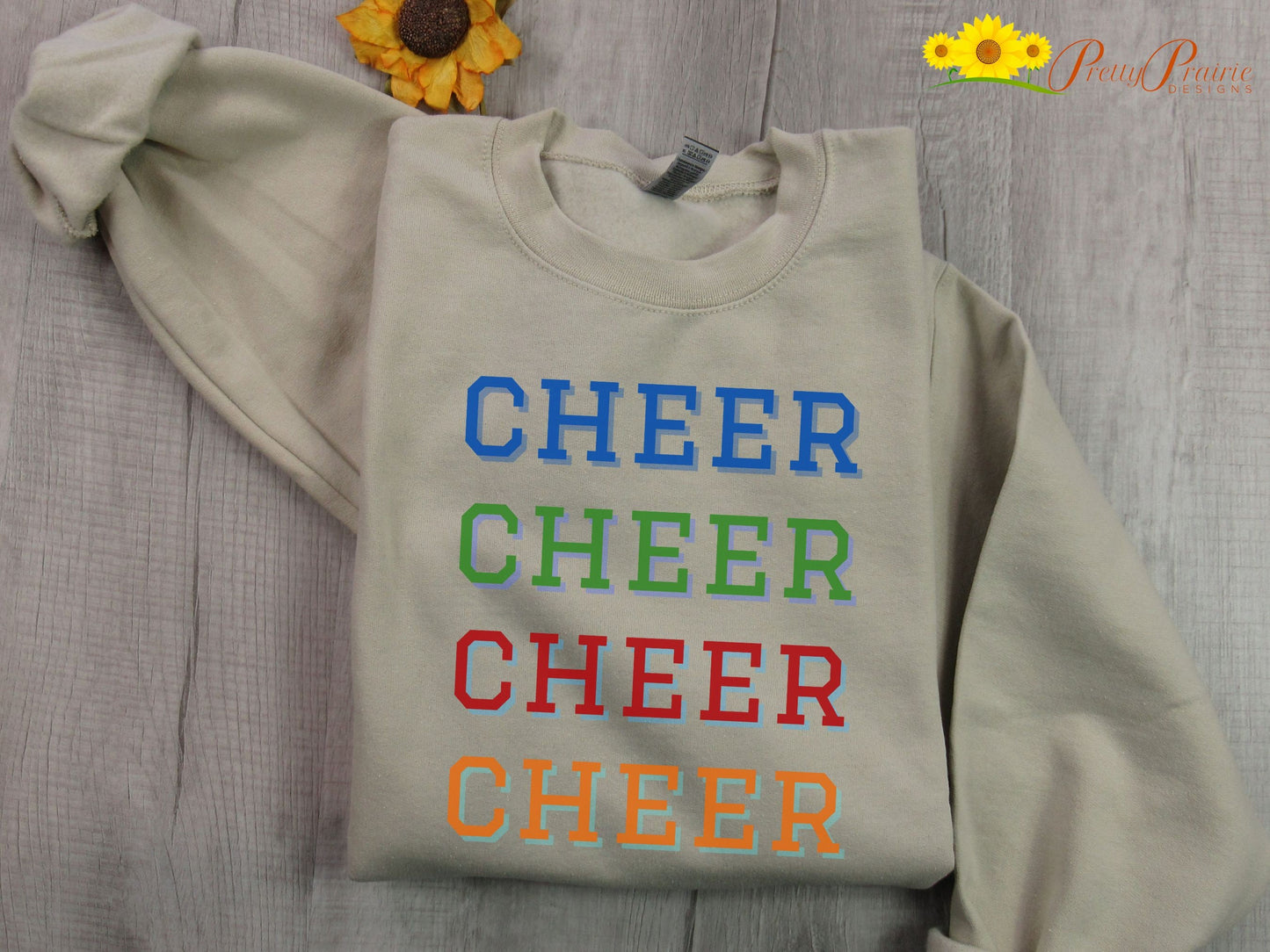 Cheer Sweatshirt, Unixex Cheer Crewneck, Rainbow Cheer Sweatshirt, Cheer Shirt, Cheer Mom, Cheer Gift, Cheer Dad Shirt, Cheerleading Shirt