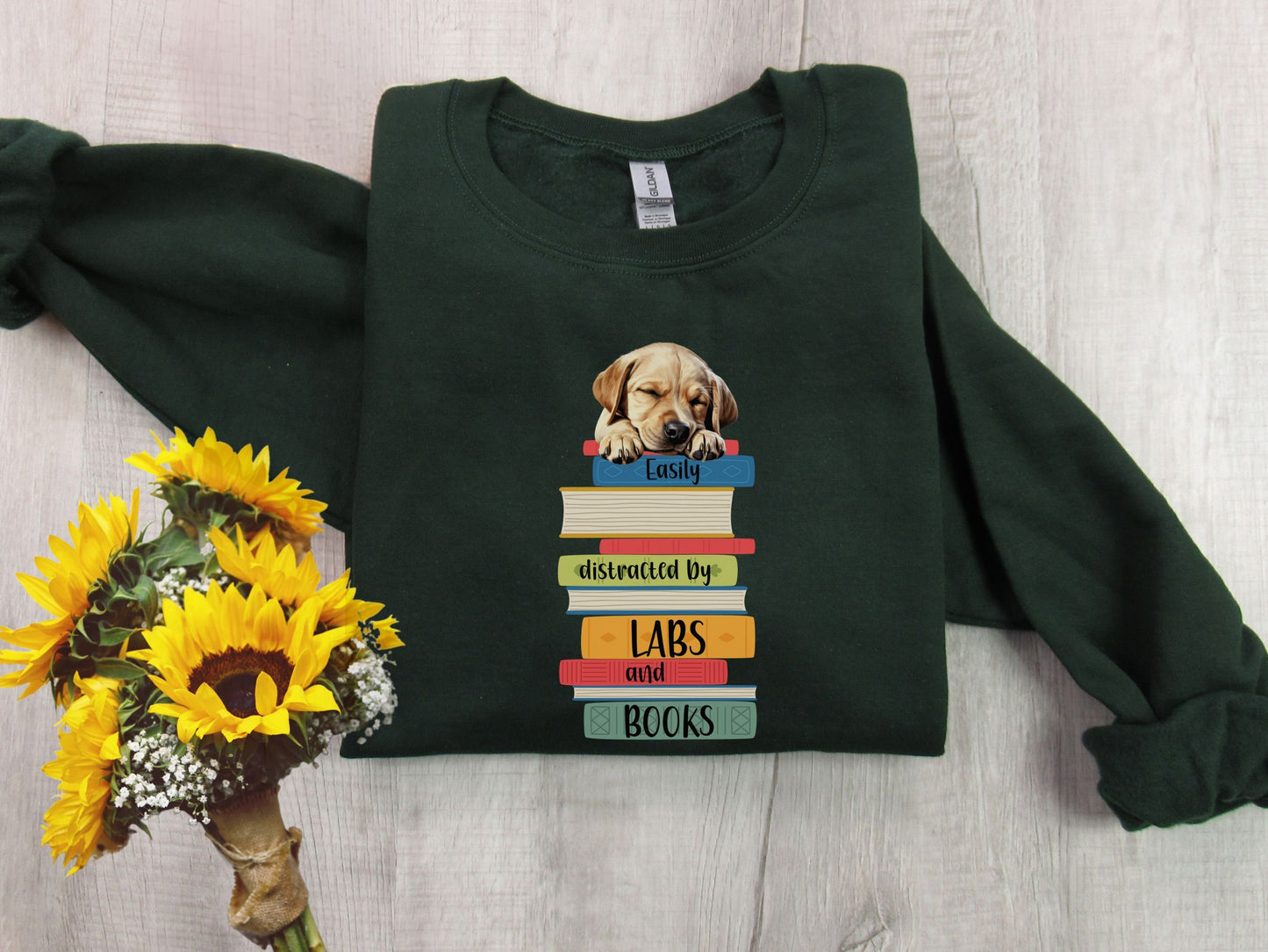 Labs and Books Sweatshirt, Easily Distracted Sweatshirt, Dog Lover Shirt, Gift For Librarian, Labrador Mom Sweatshirt, Gift For Book Lover