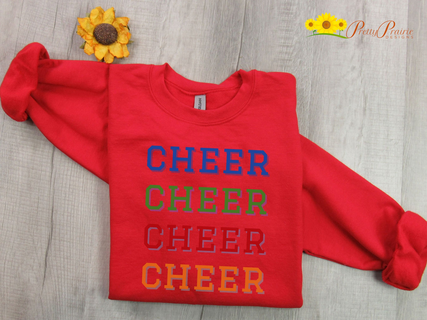Cheer Sweatshirt, Unixex Cheer Crewneck, Rainbow Cheer Sweatshirt, Cheer Shirt, Cheer Mom, Cheer Gift, Cheer Dad Shirt, Cheerleading Shirt
