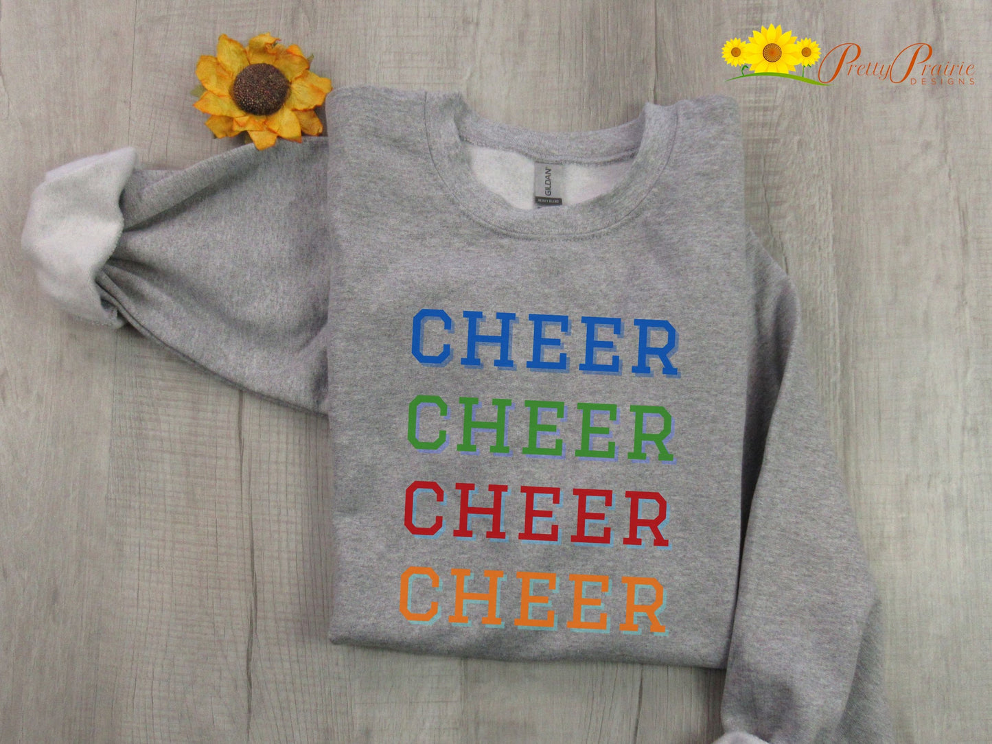Cheer Sweatshirt, Unixex Cheer Crewneck, Rainbow Cheer Sweatshirt, Cheer Shirt, Cheer Mom, Cheer Gift, Cheer Dad Shirt, Cheerleading Shirt