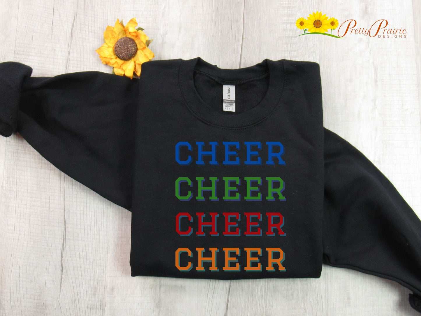 Cheer Sweatshirt, Unixex Cheer Crewneck, Rainbow Cheer Sweatshirt, Cheer Shirt, Cheer Mom, Cheer Gift, Cheer Dad Shirt, Cheerleading Shirt