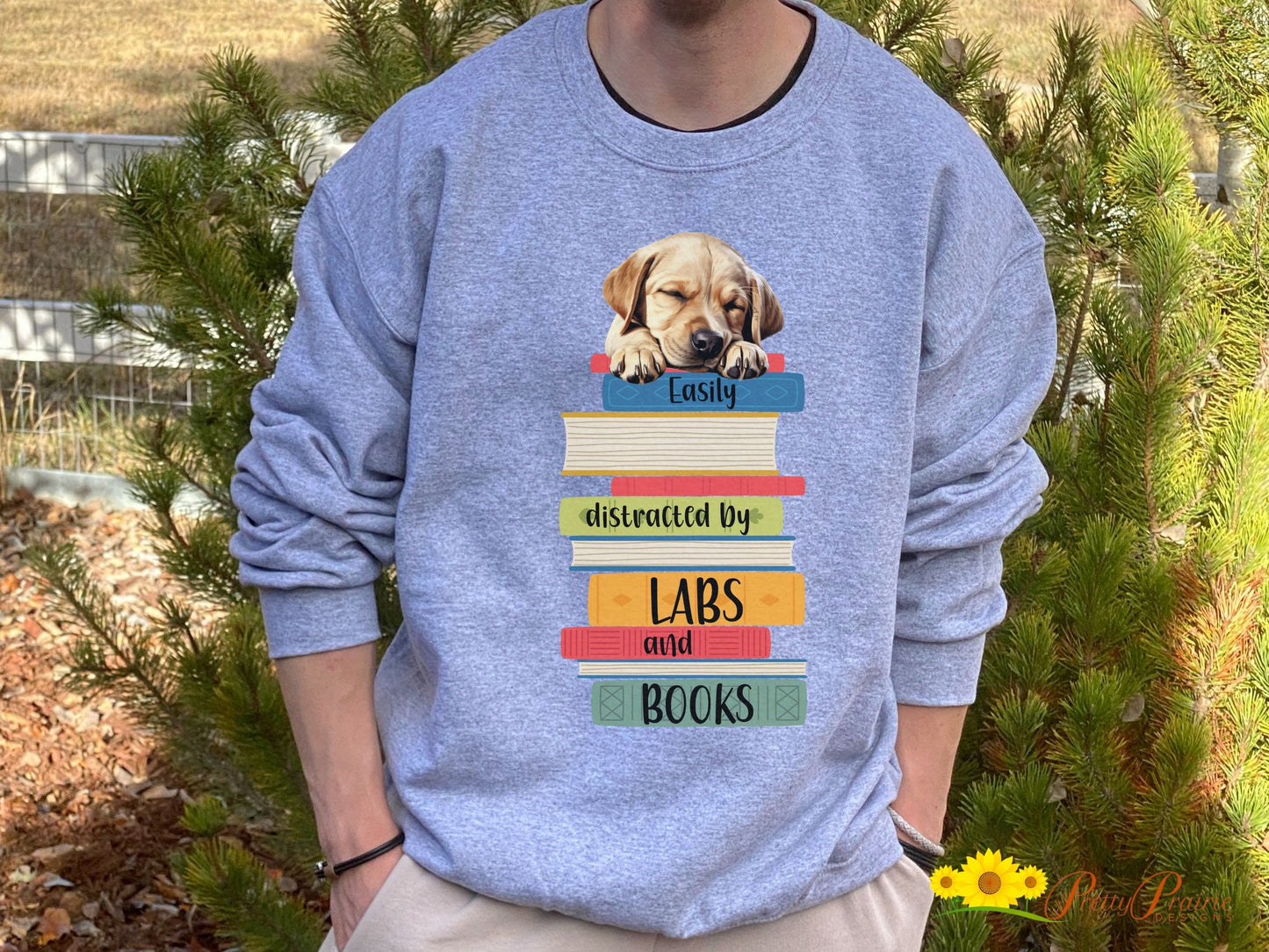 Labs and Books Sweatshirt, Easily Distracted Sweatshirt, Dog Lover Shirt, Gift For Librarian, Labrador Mom Sweatshirt, Gift For Book Lover