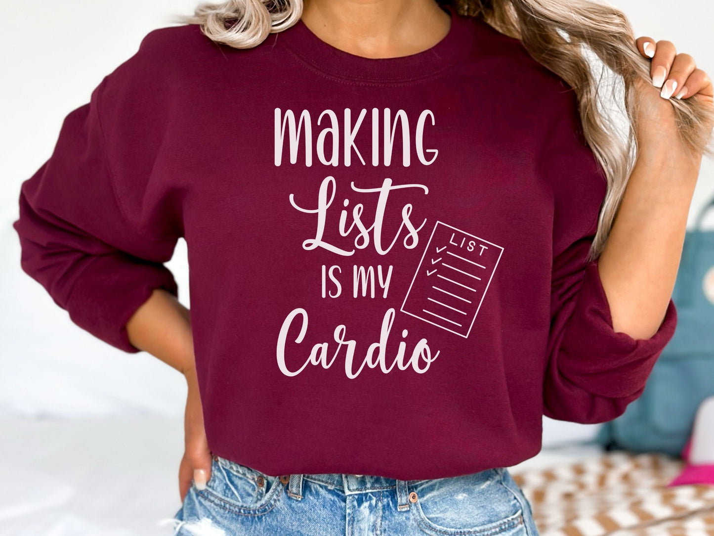 Making Lists is My Cardio Sweatshirt, List Maker Sweatshirt, Funny OCD Sweatshirt, Gift for List Maker, Neat Freak Gift,Organizer Sweatshirt
