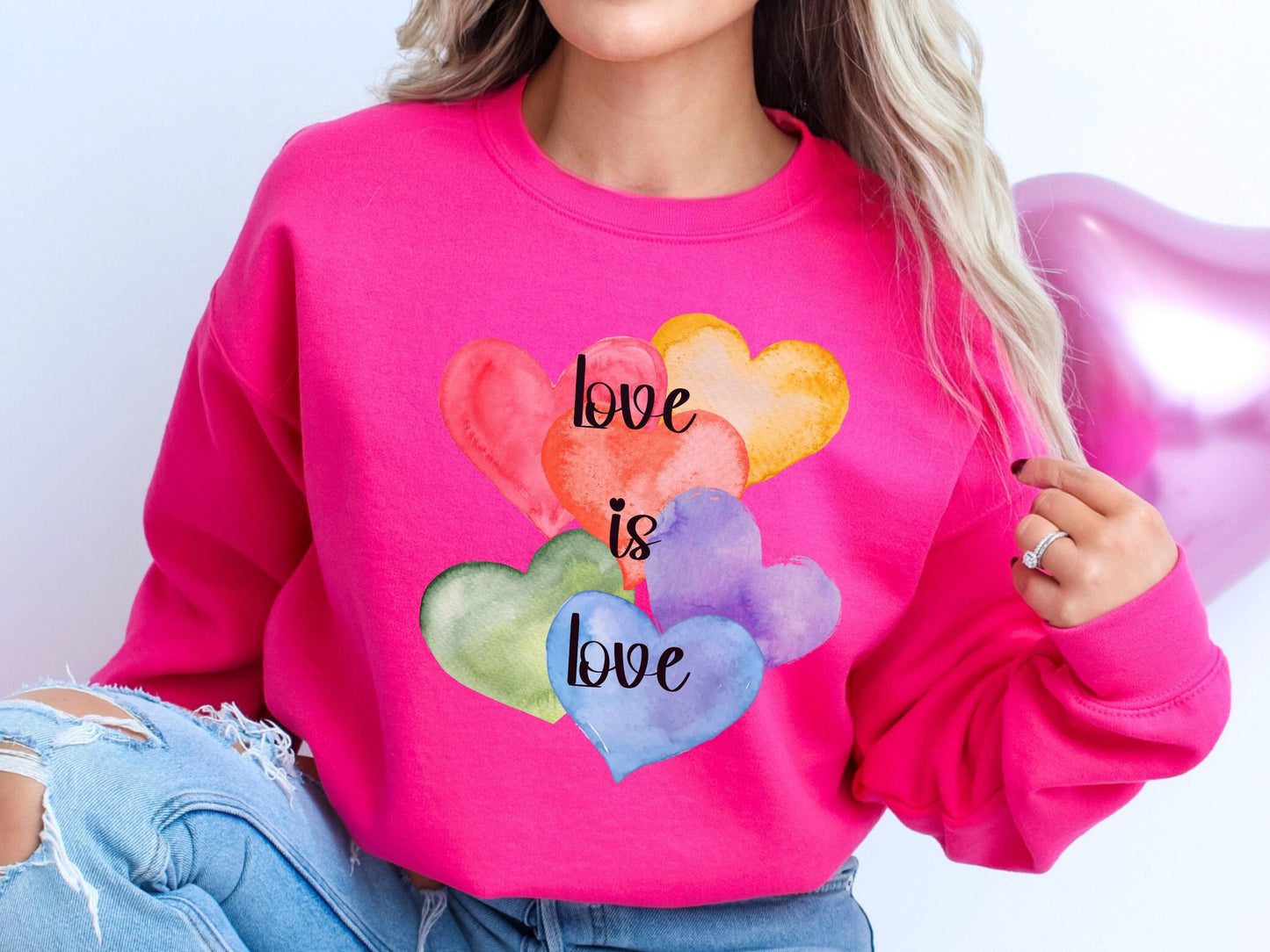 Love is Love Sweatshirt, Valentine Heart Sweatshirt, LGBTQ Valentine Sweatshirt, Unisex Love Shirt, Rainbow Heart Sweater, LGBTQ Pride Gift