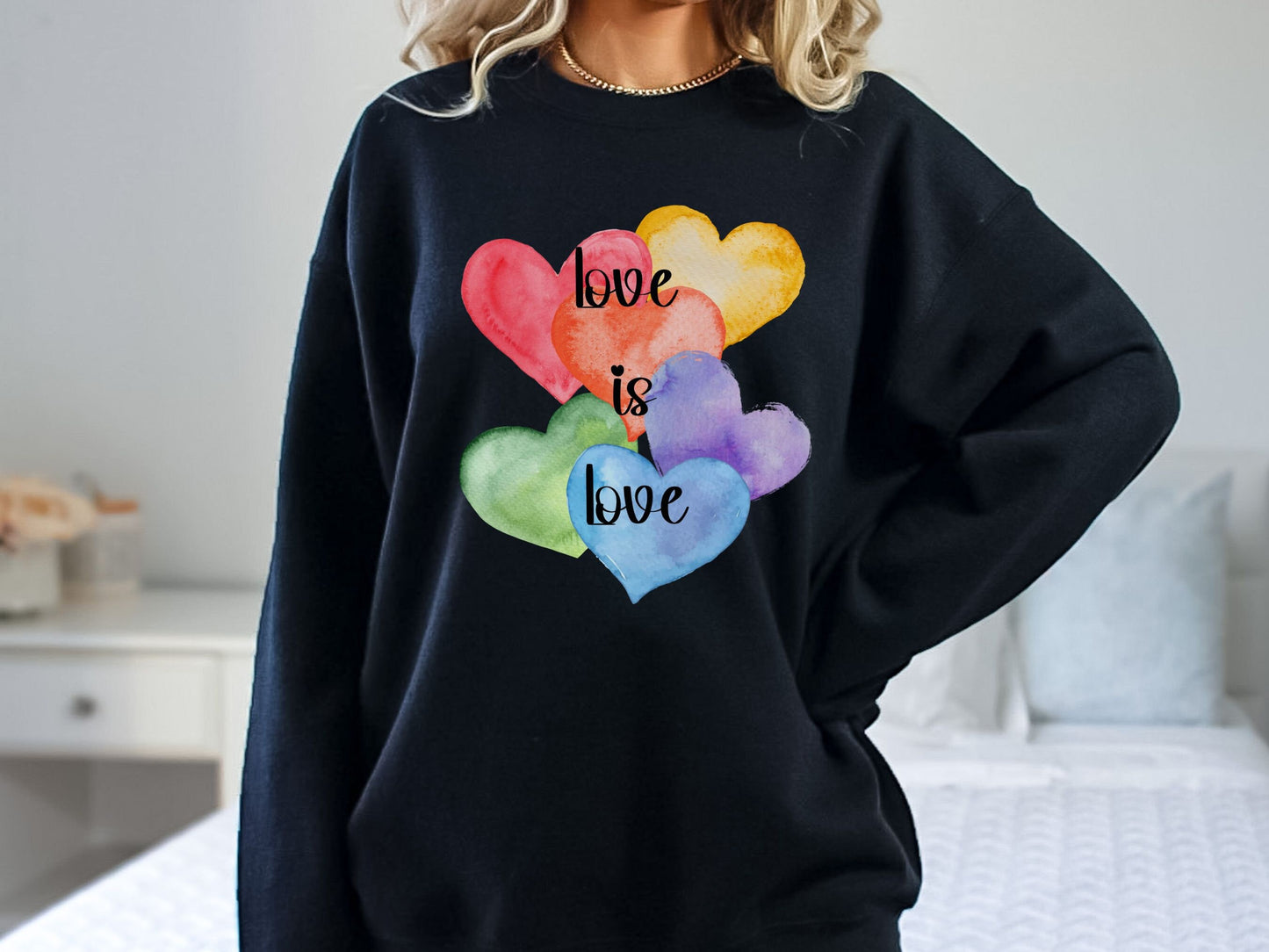 Love is Love Sweatshirt, Valentine Heart Sweatshirt, LGBTQ Valentine Sweatshirt, Unisex Love Shirt, Rainbow Heart Sweater, LGBTQ Pride Gift