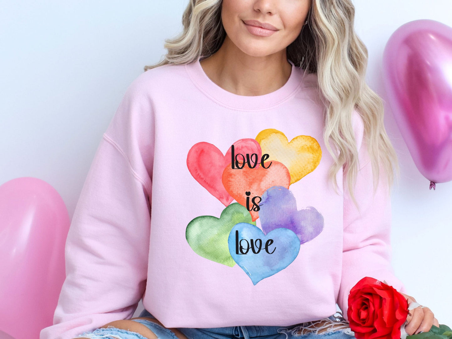 Love is Love Sweatshirt, Valentine Heart Sweatshirt, LGBTQ Valentine Sweatshirt, Unisex Love Shirt, Rainbow Heart Sweater, LGBTQ Pride Gift