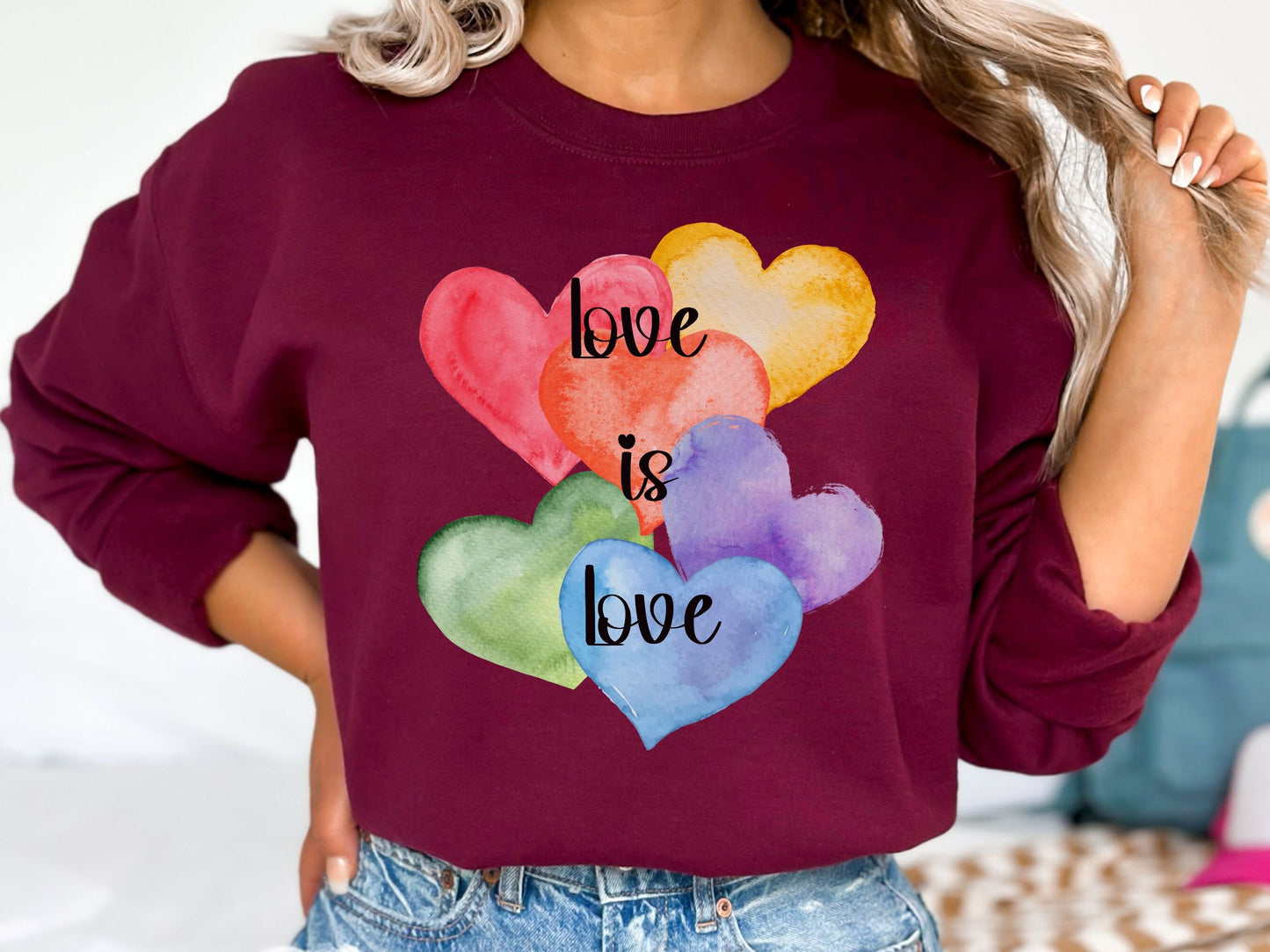 Love is Love Sweatshirt, Valentine Heart Sweatshirt, LGBTQ Valentine Sweatshirt, Unisex Love Shirt, Rainbow Heart Sweater, LGBTQ Pride Gift