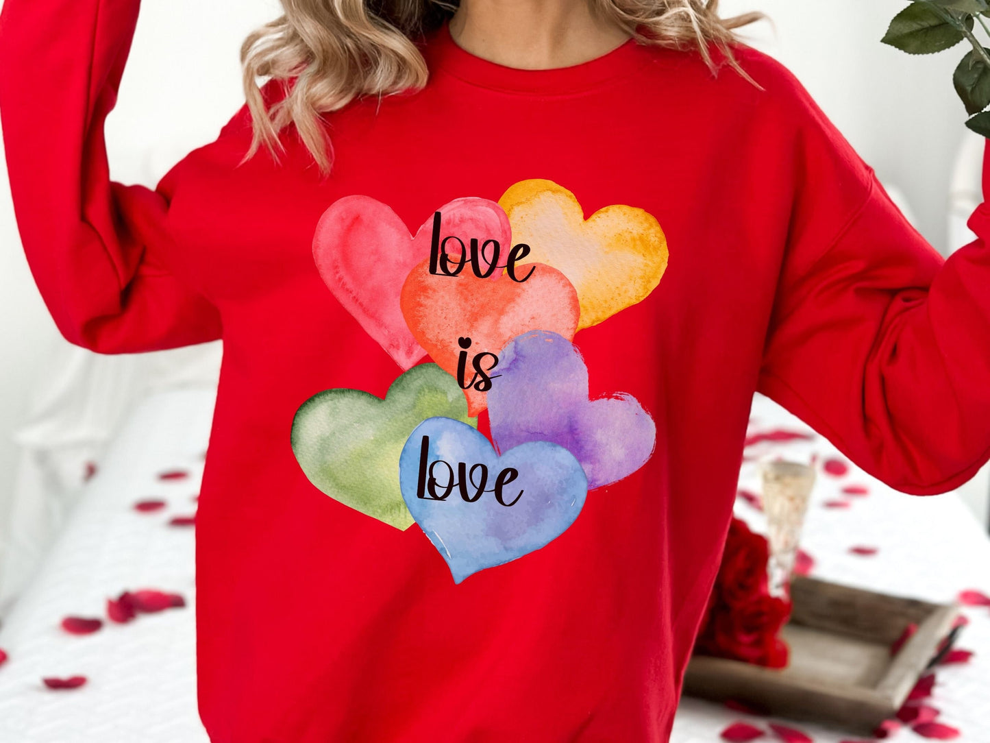 Love is Love Sweatshirt, Valentine Heart Sweatshirt, LGBTQ Valentine Sweatshirt, Unisex Love Shirt, Rainbow Heart Sweater, LGBTQ Pride Gift