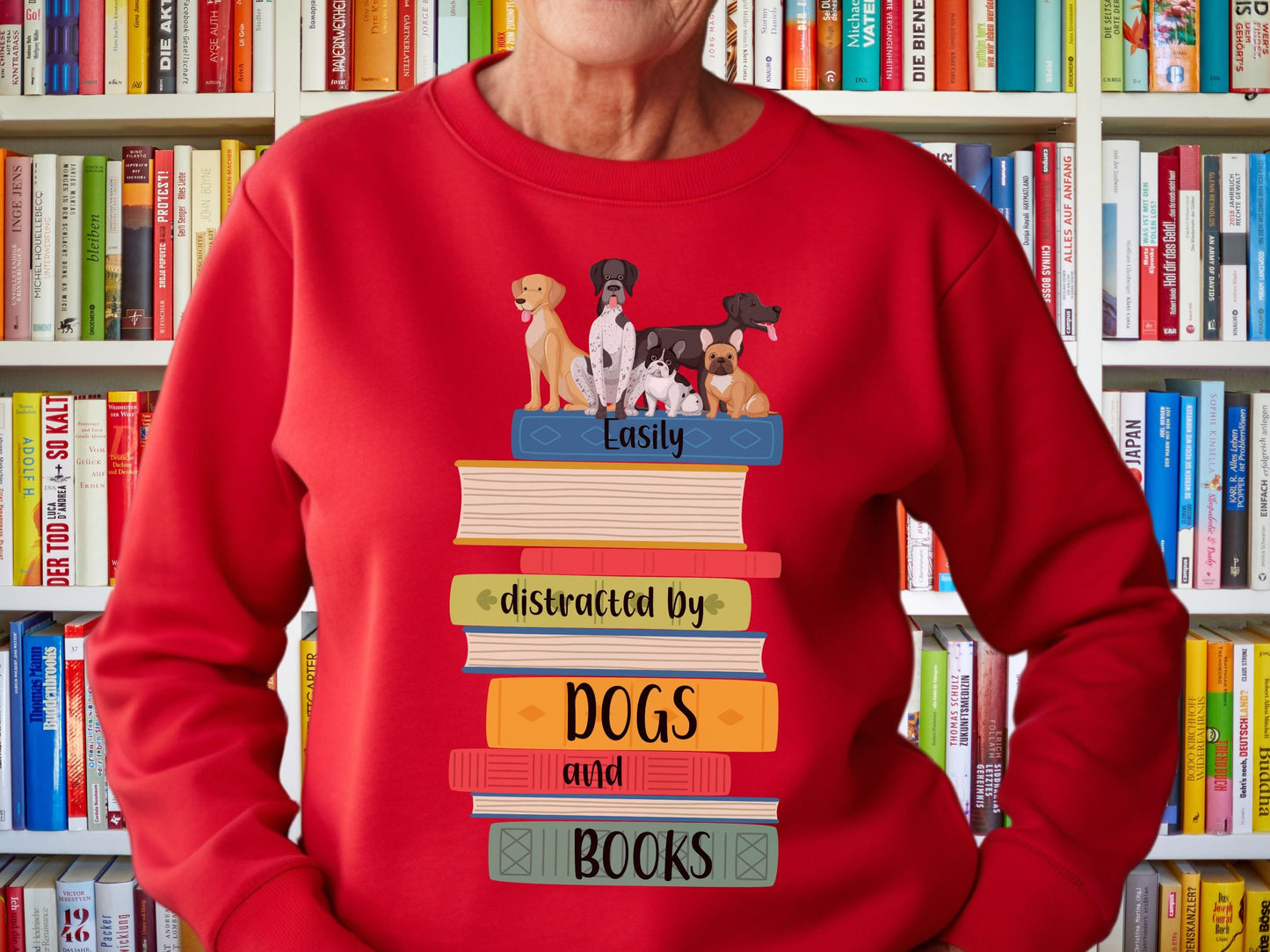 Dogs and Books Sweatshirt, Book Shirt, Reading Sweatshirt, Book Lover Sweatshirt, Librarian Gift, Book Gift, Dog Lover Sweatshirt, Dog Gift