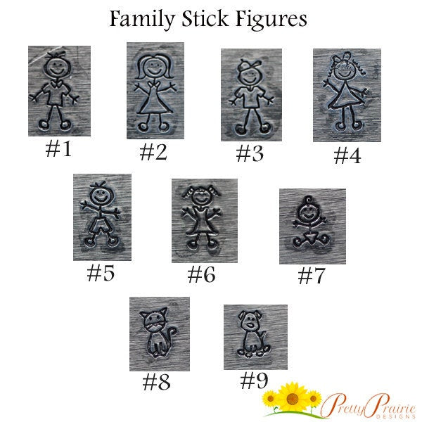 Stick Figure Family Necklace, Hand Stamped, Personalized Jewelry, Sorority Sister Gift, Mother's Day, Grandmother, Sister, Best Friend Gift