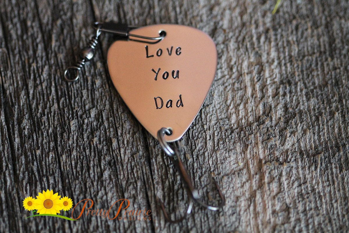 Love You Lure, Hand Stamped, Fishing Hook, Father's Day Gift, Gift for Fisherman, Dad Gift, Grandpa Gift, Custom Made Lure, Metal Lure