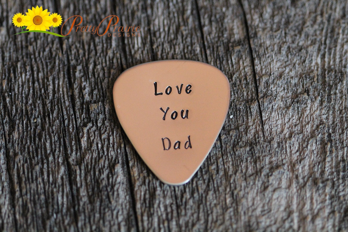 Love You Dad Guitar Pick, Hand Stamped Pick, Father's Day Gift, Gift for Music Lover, Birthday Gift for Dad, Guitarist Gift, Metal Pick