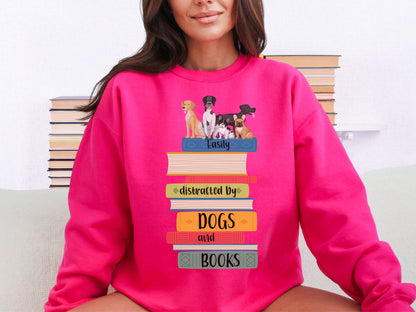 Dogs and Books Sweatshirt, Book Shirt, Reading Sweatshirt, Book Lover Sweatshirt, Librarian Gift, Book Gift, Dog Lover Sweatshirt, Dog Gift