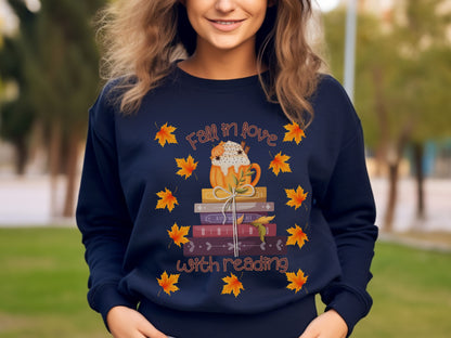 Fall Reading Sweatshirt, Book Lover Gift, Books Pullover, Librarian Sweatshirt, Reading Shirt, Bookish Crewneck, Book Shirt, Reading Teacher