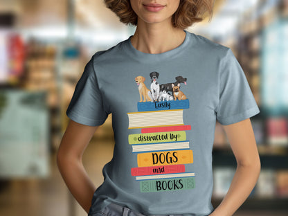 Dogs and Books T-Shirt, Book Shirt, ReadingShirt, Book Lover Shirt, Librarian Gift, Book Gift, Dog Lover Shirt, Dog Gift, I Love Dogs Shirt